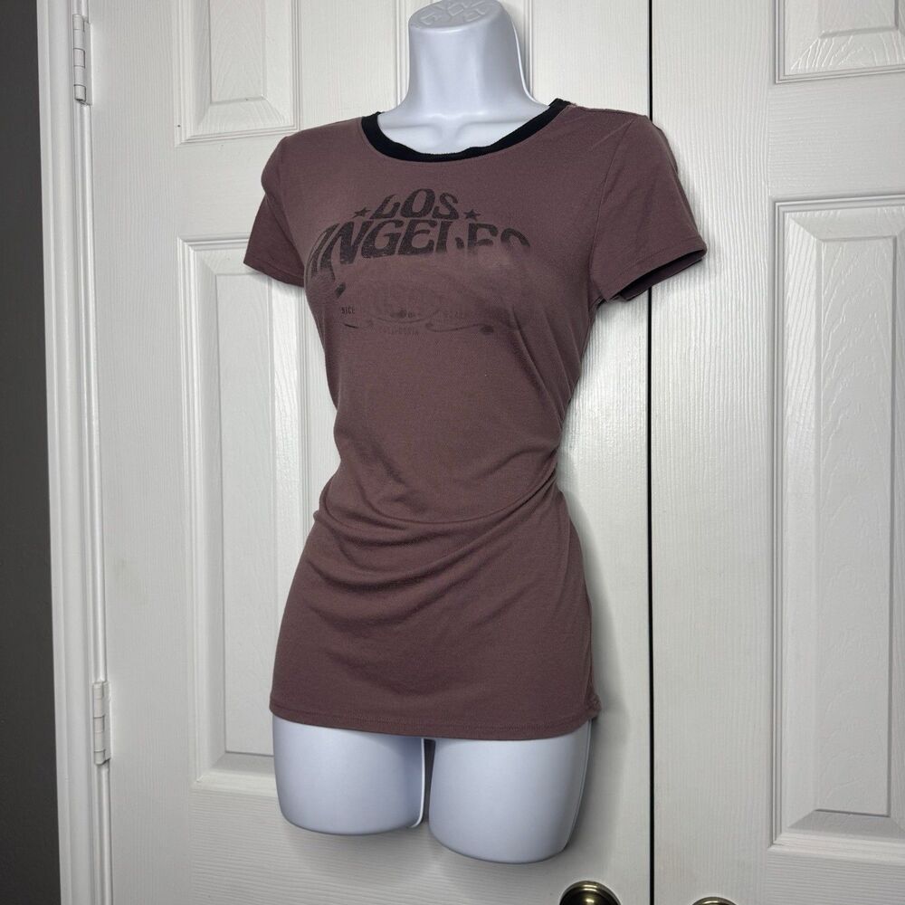 The Print Shop Size M Los Angeles Graphic T Shirt Mauve Black Trim